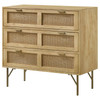 Zamora 3-drawer Accent Cabinet Natural and Antique Brass / CS-959579