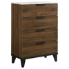 Mays 4-drawer Chest Walnut Brown with Faux Marble Top / CS-215965