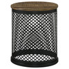 Aurora Round Accent Table with Drum Base Natural and Black / CS-935990