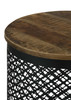 Aurora Round Accent Table with Drum Base Natural and Black / CS-935990