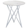 Bexter Faux Marble Round Top Bar Table White and Chrome / CS-183526
