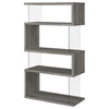 Emelle 63-inch 4-shelf Glass Panel Bookshelf Grey Driftwood / CS-802340