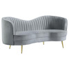 Sophia 2-piece Upholstered Channel Tufted Sofa Set Grey / CS-506864-S2