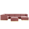 Sanguine Channel Tufted Performance Velvet 7-Piece Left-Facing Modular Sectional Sofa / EEI-5840