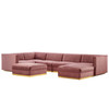 Sanguine Channel Tufted Performance Velvet 7-Piece Left-Facing Modular Sectional Sofa / EEI-5840