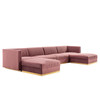 Sanguine Channel Tufted Performance Velvet 6-Piece Modular Sectional Sofa / EEI-5841