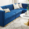 Sanguine 4-Piece Channel Tufted Performance Velvet Right-Facing Modular Sectional Sofa / EEI-5829