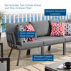 Riverside 3 Piece Outdoor Patio Aluminum Sectional Sofa Set / EEI-3782