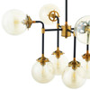 Ambition Amber Glass And Antique Brass 8 Light Pendant Chandelier / EEI-2883