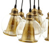 Peak Brass Cone and Glass Globe Cluster Pendant Chandelier / EEI-3083