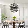 Gravitate Globe Rustic Oak Wood Pendant Light Chandelier / EEI-3271