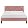Leah Chevron Tufted Performance Velvet Queen Platform Bed / MOD-6969