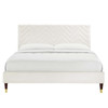 Leah Chevron Tufted Performance Velvet Queen Platform Bed / MOD-6969