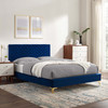 Leah Chevron Tufted Performance Velvet Queen Platform Bed / MOD-6977