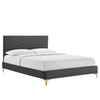 Leah Chevron Tufted Performance Velvet Queen Platform Bed / MOD-6977