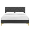 Leah Chevron Tufted Performance Velvet Queen Platform Bed / MOD-6977