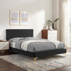Leah Chevron Tufted Performance Velvet Queen Platform Bed / MOD-6977