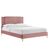 Zahra Channel Tufted Performance Velvet Queen Platform Bed / MOD-6978