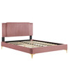 Zahra Channel Tufted Performance Velvet Queen Platform Bed / MOD-6978