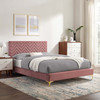 Leah Chevron Tufted Performance Velvet Full Platform Bed / MOD-7001