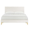 Leah Chevron Tufted Performance Velvet Full Platform Bed / MOD-7001