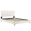 Leah Chevron Tufted Performance Velvet Full Platform Bed / MOD-7001