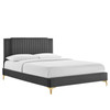 Zahra Channel Tufted Performance Velvet Full Platform Bed / MOD-7002