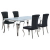 Carone 5-piece 81-inch Rectangular White Glass Dining Set Black / CS-115081-S5