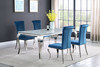 Carone 5-piece 81-inch Rectangular White Glass Dining Set Teal / CS-115081-S5T