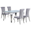 Carone 5-piece 61-inch Rectangular White Glass Dining Set Grey / CS-115091-S5G