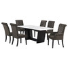 Sherry 7-piece Rectangular Marble Top Dining Table Set Brown / CS-115511-S7BV