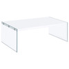 Opal Rectangular Glass Frame Coffee Table White High Gloss / CS-704148