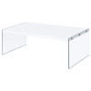 Opal Rectangular Glass Frame Coffee Table White High Gloss / CS-704148