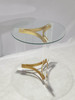 Janessa Round Glass Top Acrylic Leg End Table Matte Brass / CS-710067