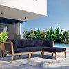 Clearwater Outdoor Patio Teak Wood 4-Piece Sectional Sofa / EEI-6121