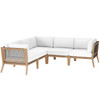 Clearwater Outdoor Patio Teak Wood 5-Piece Sectional Sofa / EEI-6123