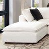 Ivy Square Ottoman in White Faux Shearling w/ Feather Down Seating / IVYOTWH