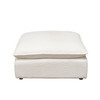 Ivy Square Ottoman in White Faux Shearling w/ Feather Down Seating / IVYOTWH