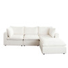 Ivy 4-Piece Reversible Modular Chaise Sectional in White Faux Shearling w/ Feather Down Seating / IVY2SC1AC1OTWH