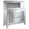 Yvaine 2-door Mirrored Wine Cabinet with Faux Crystal Inlay Silver / CS-115585