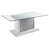 Marilyn Pedestal Rectangle Glass Top Dining Table Mirror / CS-115571N
