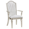 Evangeline Upholstered Dining Arm Chair with Faux Diamond Trim Ivory and Silver Oak (Set of 2) / CS-107553