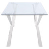 Alaia Rectangular Glass Top Dining Table Clear and Chrome / CS-190711