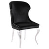 Cheyanne Upholstered Wingback Side Chair with Nailhead Trim Chrome and Black (Set of 2) / CS-190742