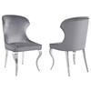 Cheyanne Upholstered Wingback Side Chair with Nailhead Trim Chrome and Grey (Set of 2) / CS-190743
