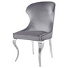 Cheyanne Upholstered Wingback Side Chair with Nailhead Trim Chrome and Grey (Set of 2) / CS-190743