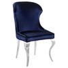 Cheyanne Upholstered Wingback Side Chair with Nailhead Trim Chrome and Ink Blue (Set of 2) / CS-190745