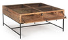 Stephie 4-drawer Square Clear Glass Top Coffee Table Honey Brown / CS-704698