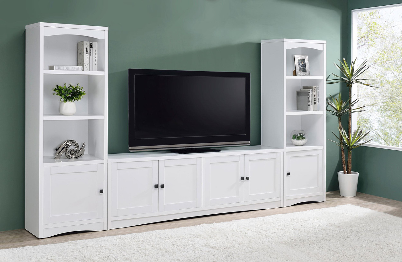 Laughlin 4-door Engineered Wood 78-inch TV Stand White / CS-724113