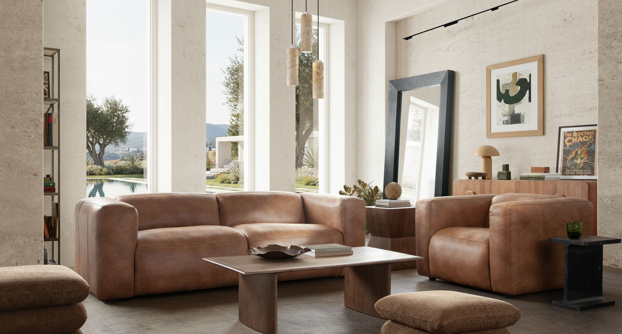 Hyde Sofa in Saddle Brown Leatherette / HYDESOBR - GEG COMFORT